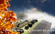 Nebel über der Dammkrone